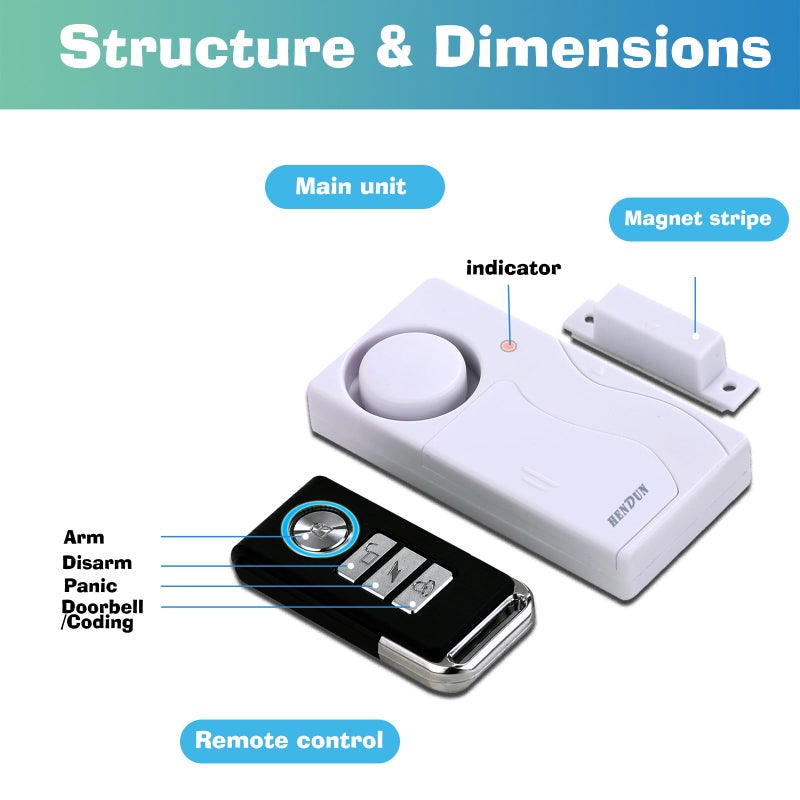 HENDUN Wireless Remote Door Alarm When Opened, Windows Open Alarms, Magnetic Security Sensor, Pool Safety for Kids, Alzheimer's Care - Image 3